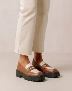 Mask - Mocasín Blanco Y Marrón De Piel Vegana