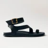 Maui Sandalias De Cuero Negro