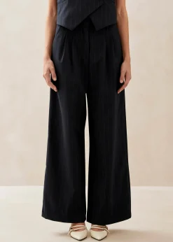 Megan - Pantalones De Raya Diplomática En Azul Marino