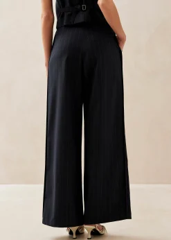 Megan - Pantalones De Raya Diplomática En Azul Marino