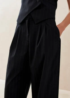 Megan - Pantalones De Raya Diplomática En Azul Marino