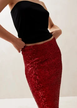 Misi - Falda De Lentejuelas Rojas