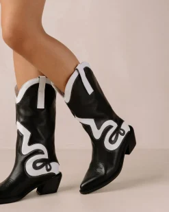 Mount Texas - Botas Blancas Y Negras De Piel