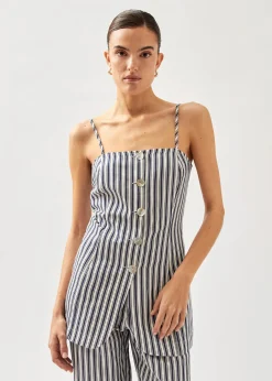 Nadine Top De Rayas Azules Y Blancas
