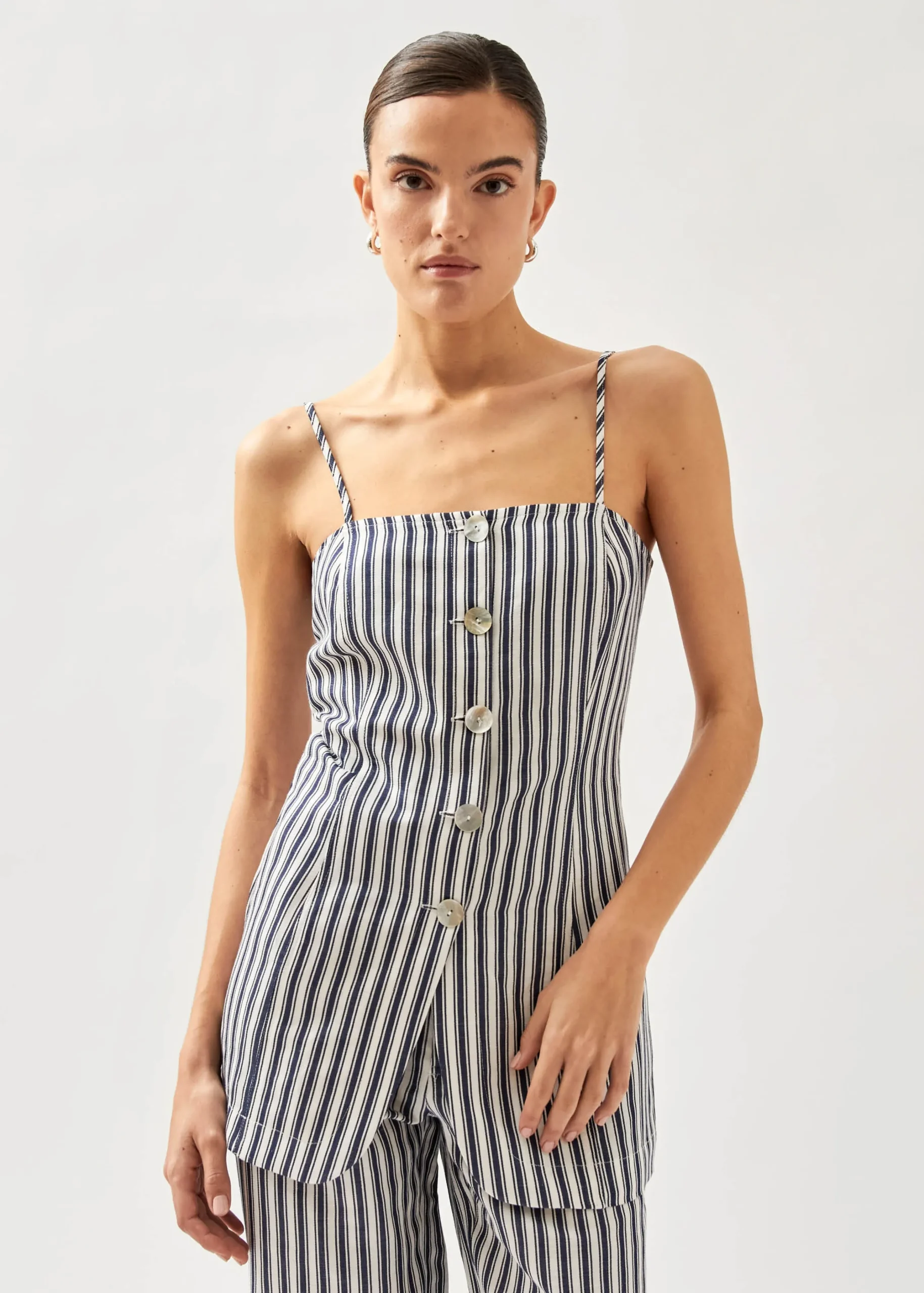 Nadine Top De Rayas Azules Y Blancas