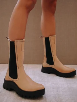 Pick Me Up - Botas Beige De Piel