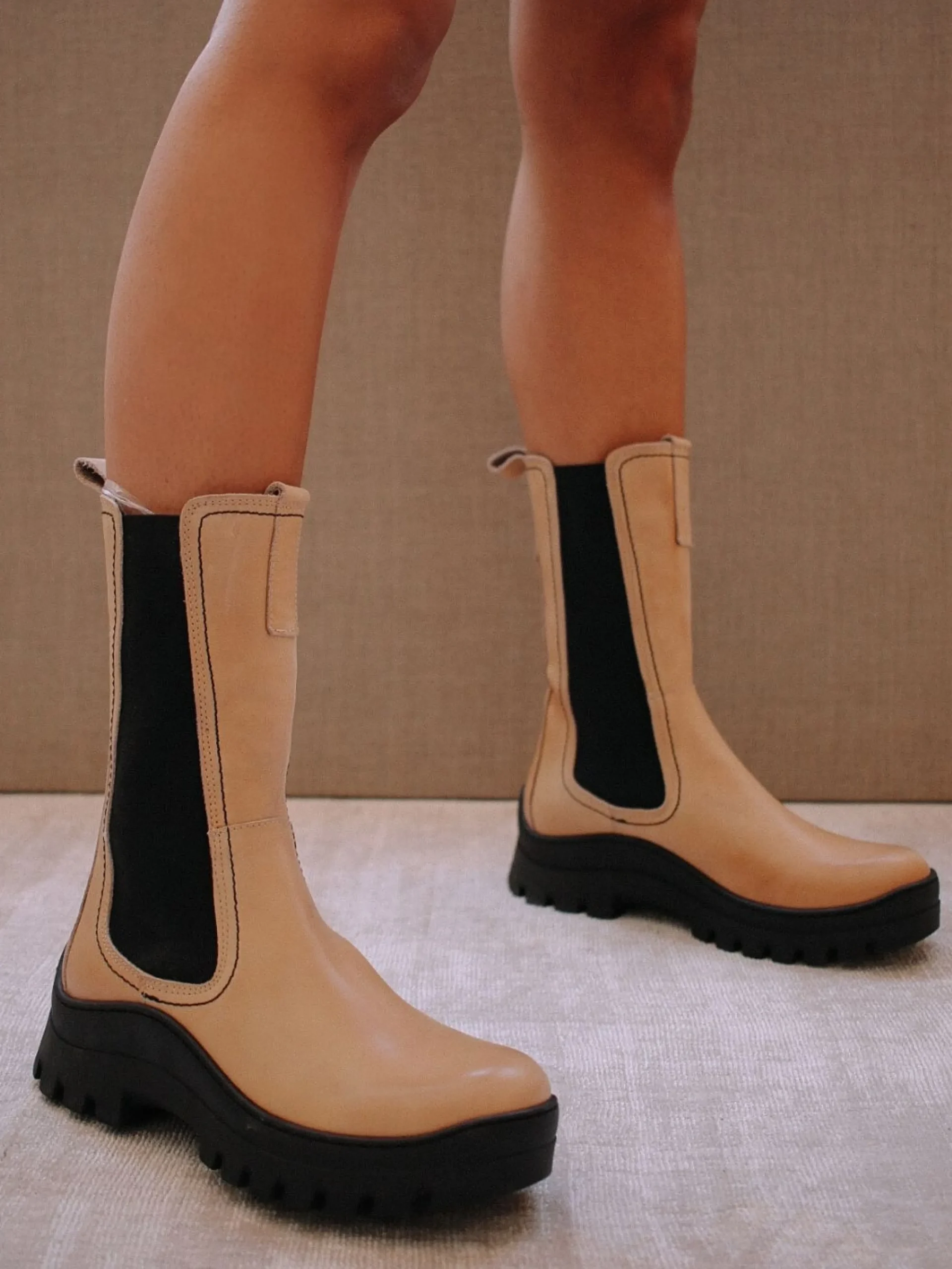 Pick Me Up - Botas Beige De Piel