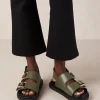 Rollers - Sandalias Negras De Cuero Vegano