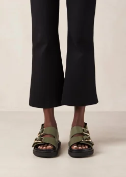 Rollers - Sandalias Negras De Cuero Vegano