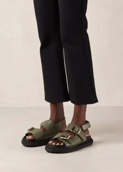 Rollers - Sandalias Negras De Cuero Vegano