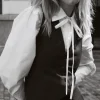 Sempe - Camisa Blanca De Algodón Con Lazo Al Cuello