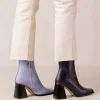 South Bicolor - Botas De Piel Violeta Y Beige