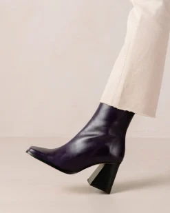 South Bicolor - Botas De Piel Violeta Y Beige