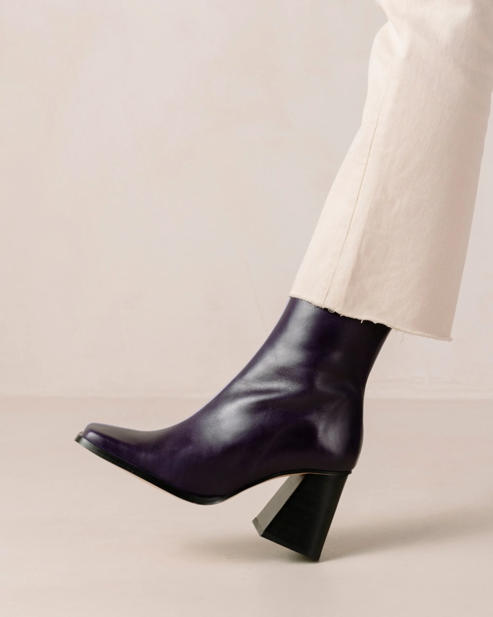 South Bicolor - Botas De Piel Violeta Y Beige