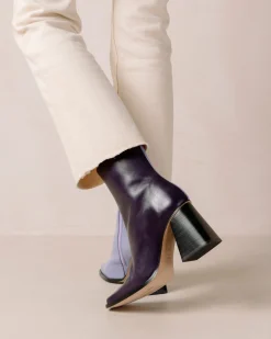 South Bicolor - Botas De Piel Violeta Y Beige