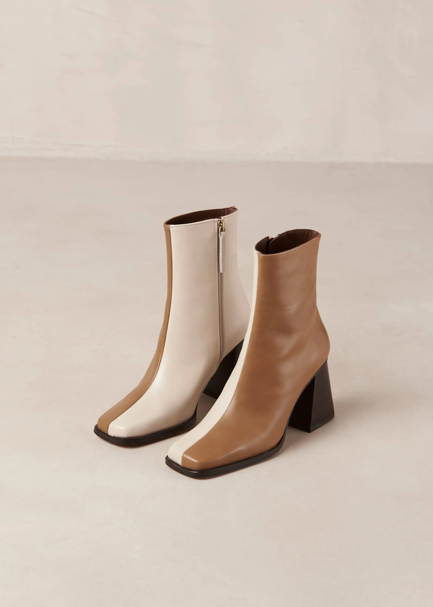 South Bicolor - Botas De Piel Marrón Y Beige