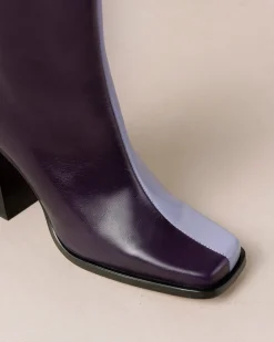 South Bicolor - Botas De Piel Violeta Y Beige