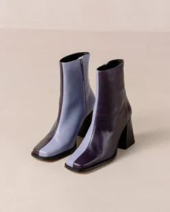South Bicolor - Botas De Piel Violeta Y Beige