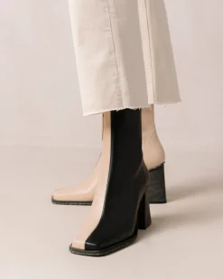 South Corn - Botas De Piel Vegana Negras Y Beige