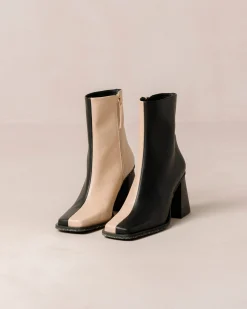 South Corn - Botas De Piel Vegana Negras Y Beige
