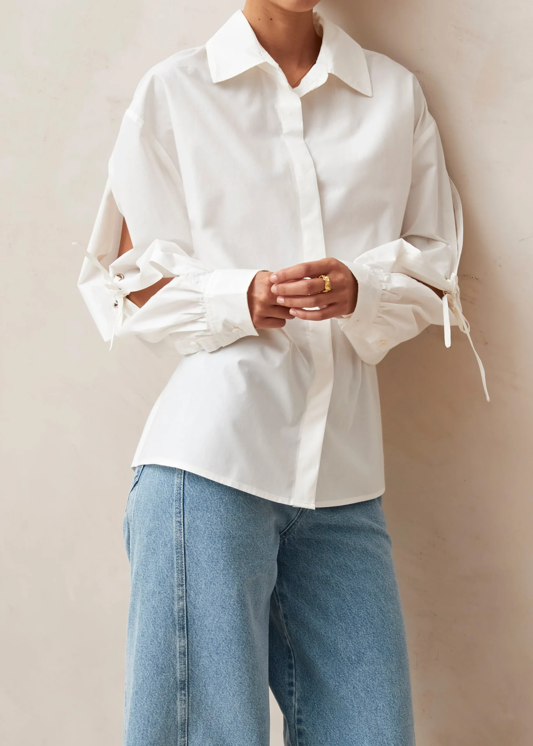 Sugar - Camisa Blanca De Algodón Con Lazo En La Espalda