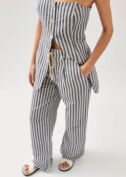 Suzette Pantalón De Rayas Azules Y Blancas