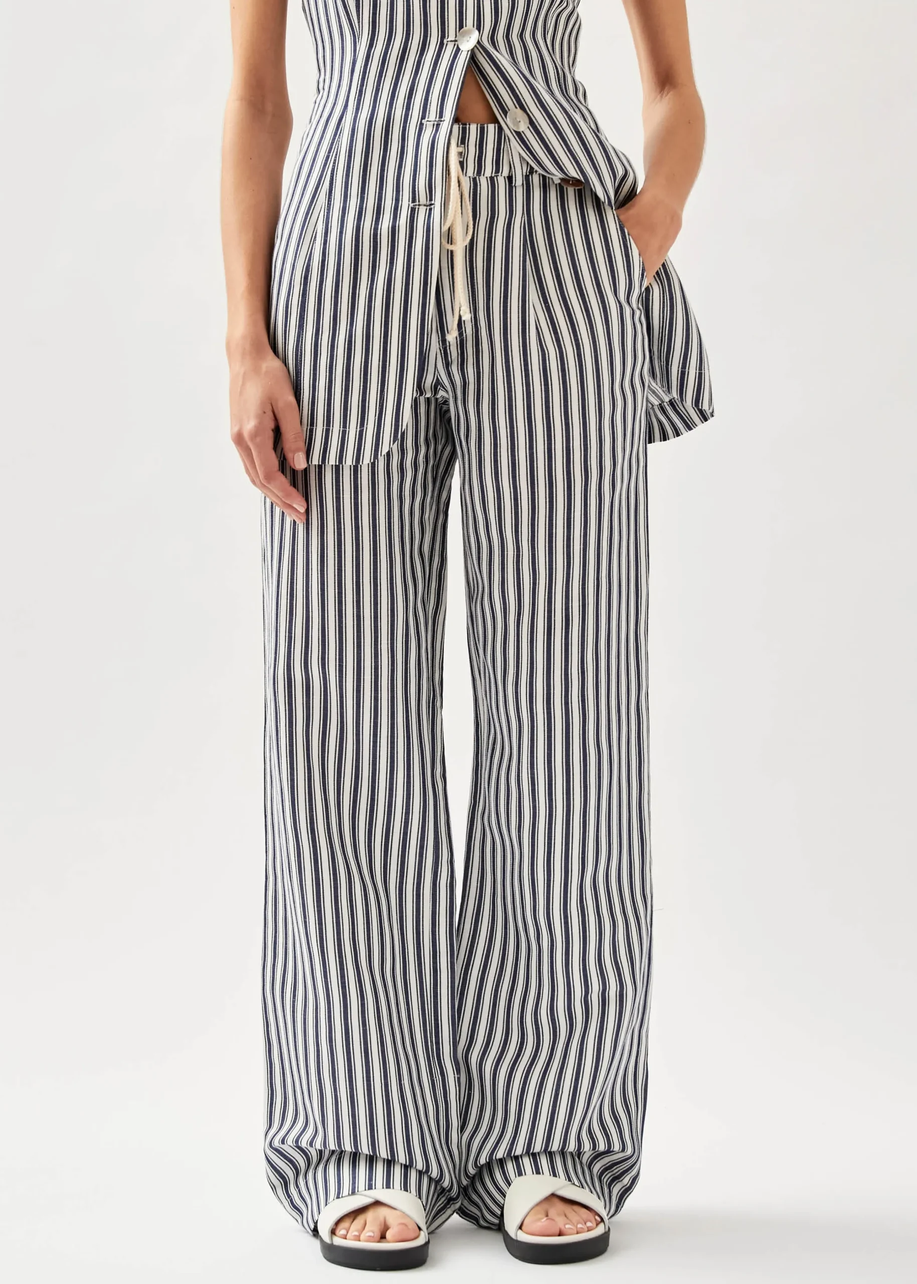 Suzette Pantalón De Rayas Azules Y Blancas