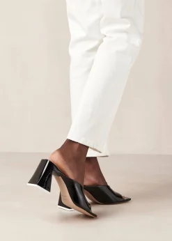 Tasha - Mules Negros De Piel De Charol