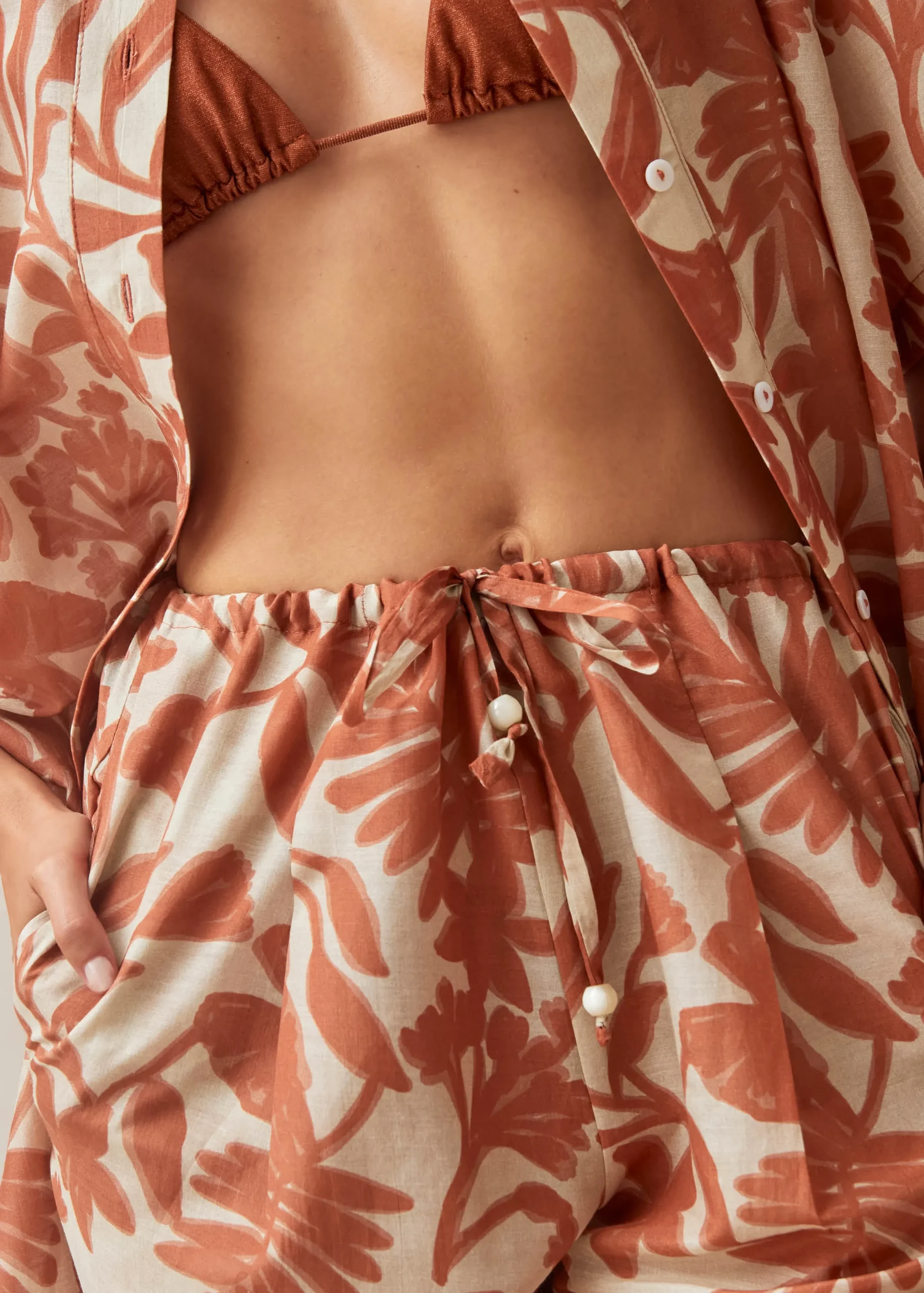 Tiki Pantalón Naranja Floral