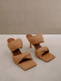 Twist Strap - Mules Marrones De Piel