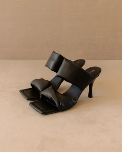 Twist Strap Corn - Sandalias Negras De Cuero Vegano