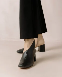 Watercolor - Botas Negras Y Beige De Piel Vegana