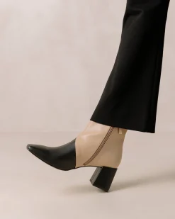 Watercolor - Botas Negras Y Beige De Piel Vegana