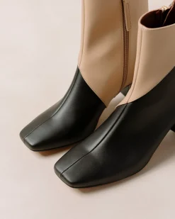 Watercolor - Botas Negras Y Beige De Piel Vegana