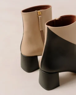 Watercolor - Botas Negras Y Beige De Piel Vegana