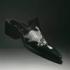 Weston Indo Mules De Cuero Bicolor Negro Y Gris