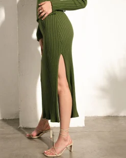 Wise - Falda De Punto Verde